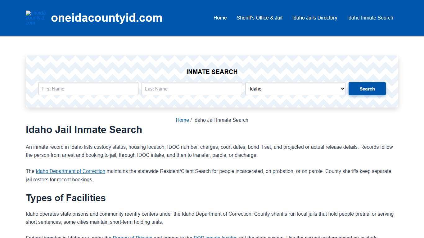 ID DOC Inmates, Idaho Jail Locator